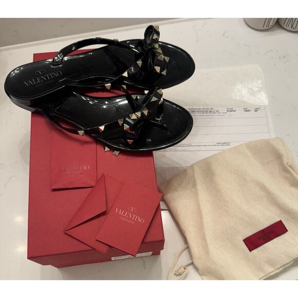 Valentino Rockstud Black Jelly Sandals Size 40 (One Broken Strap) - Picture 9 of 9
